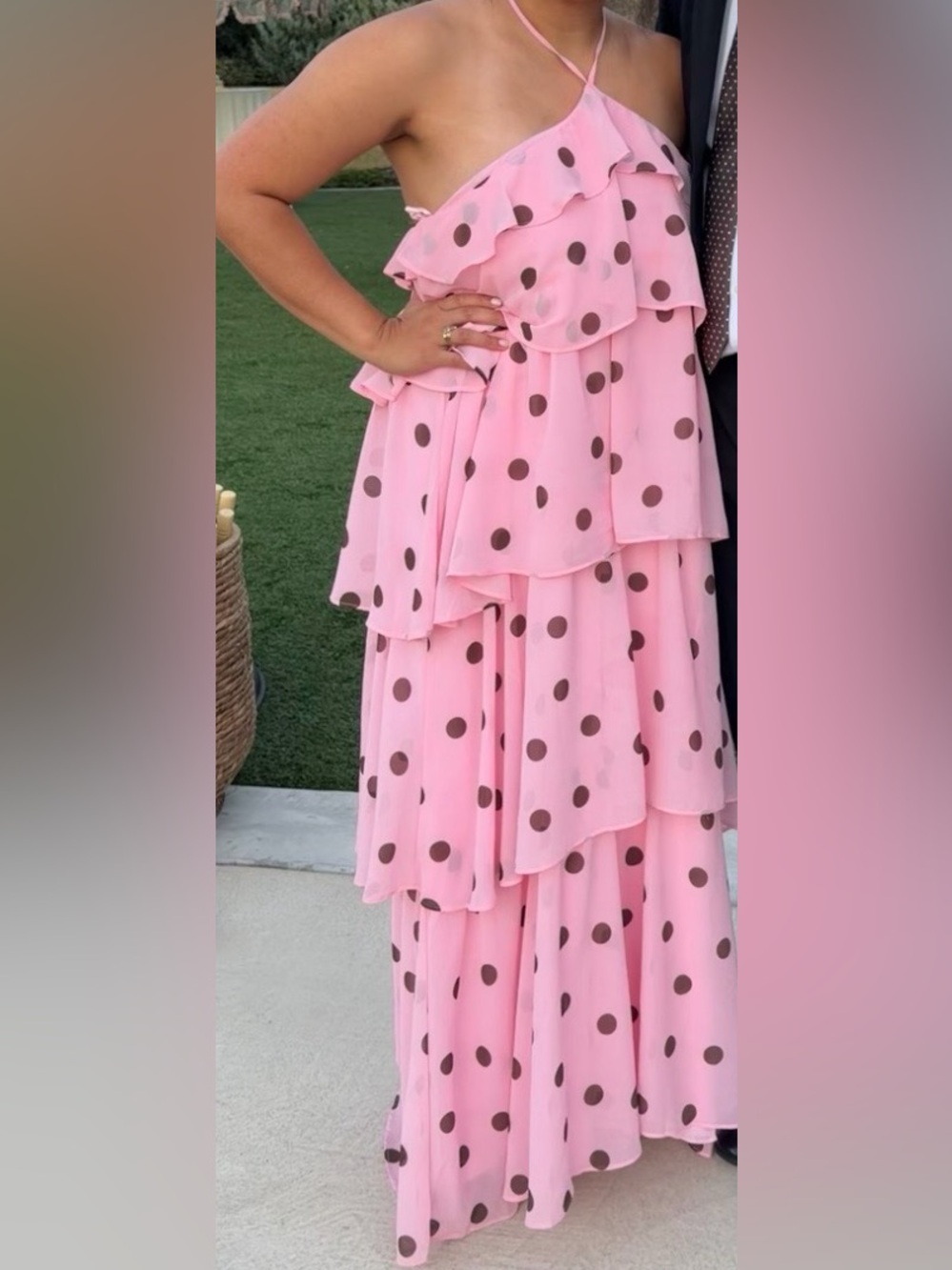 Petal & Pup Pink Tiered Polka Dot Maxi Skirt